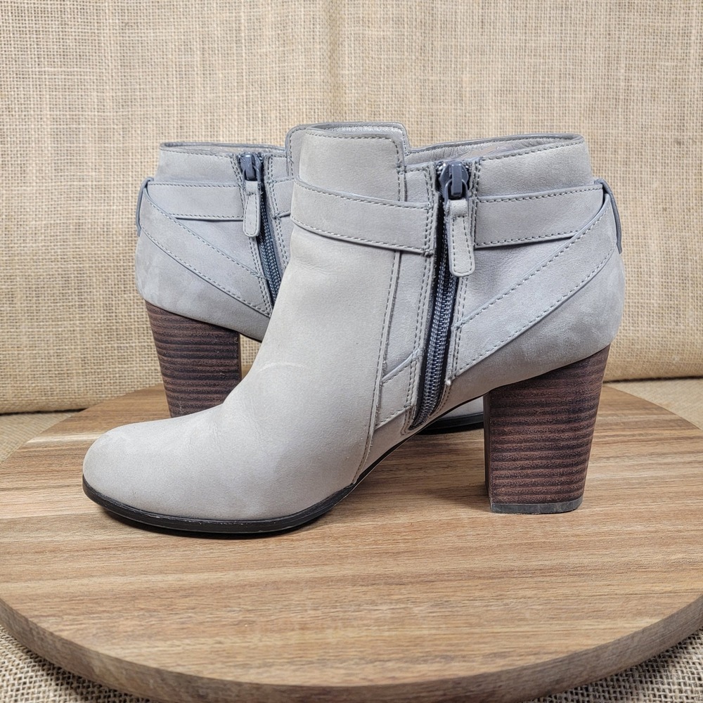 Cole Haan Harrington Grand Ankle Boots Gray Leather Booties Block Heel Women's 8 - Picture 7 of 10